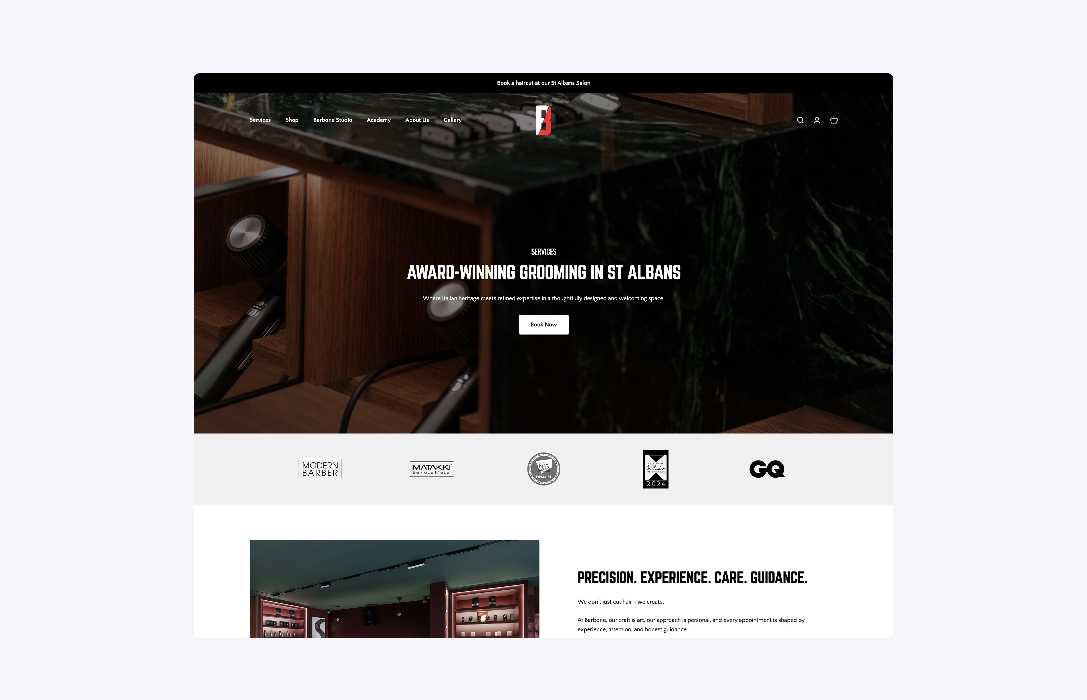 Barbone Shopify ecommerce homepage