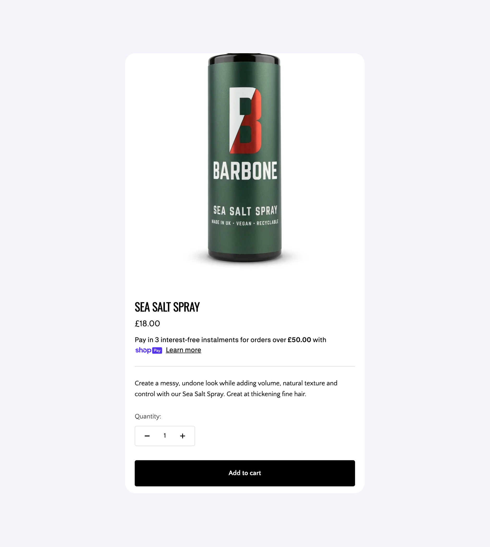 Barbone Shopify website on mobile
