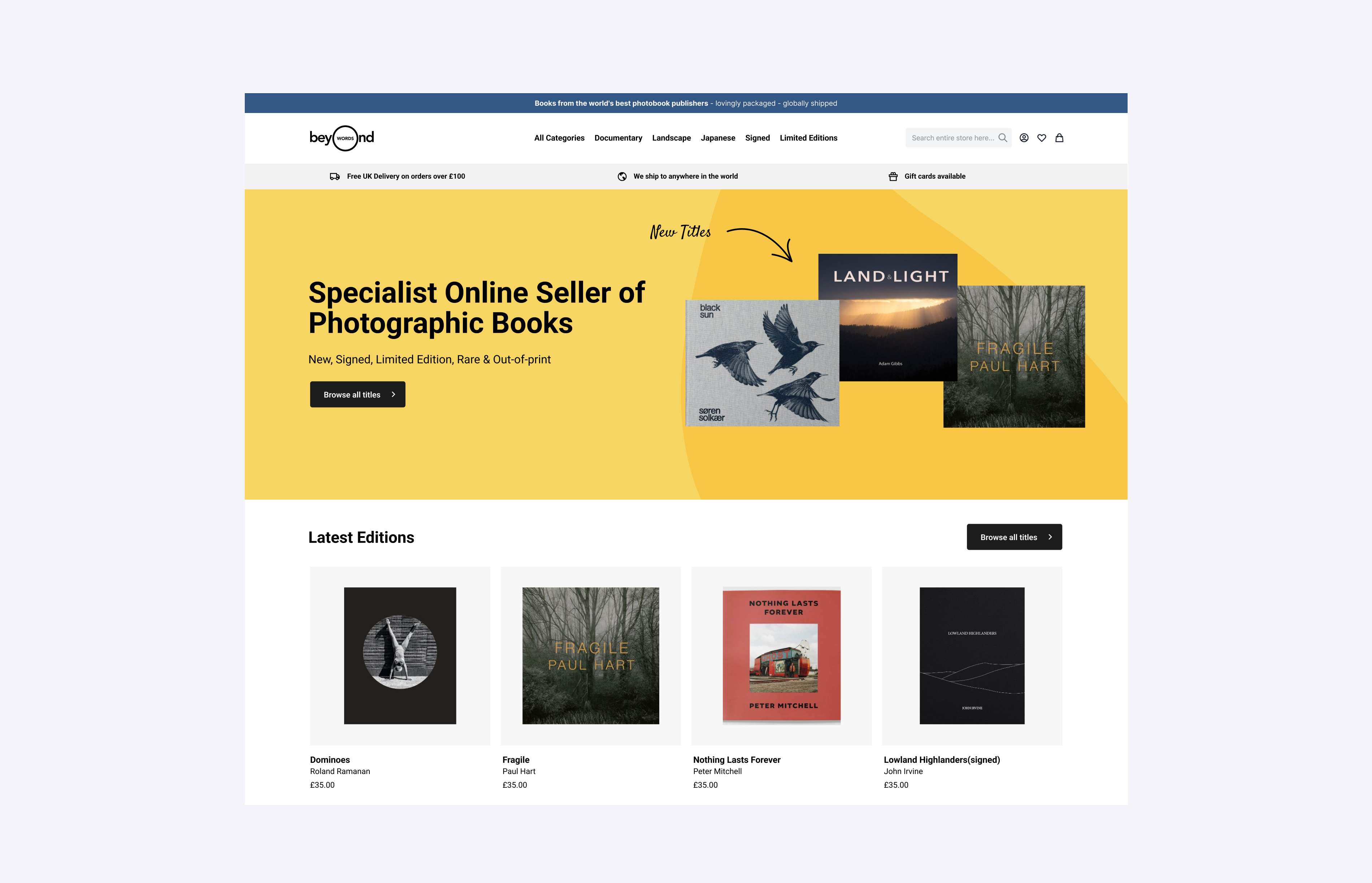 Beyond Words Magento ecommerce homepage