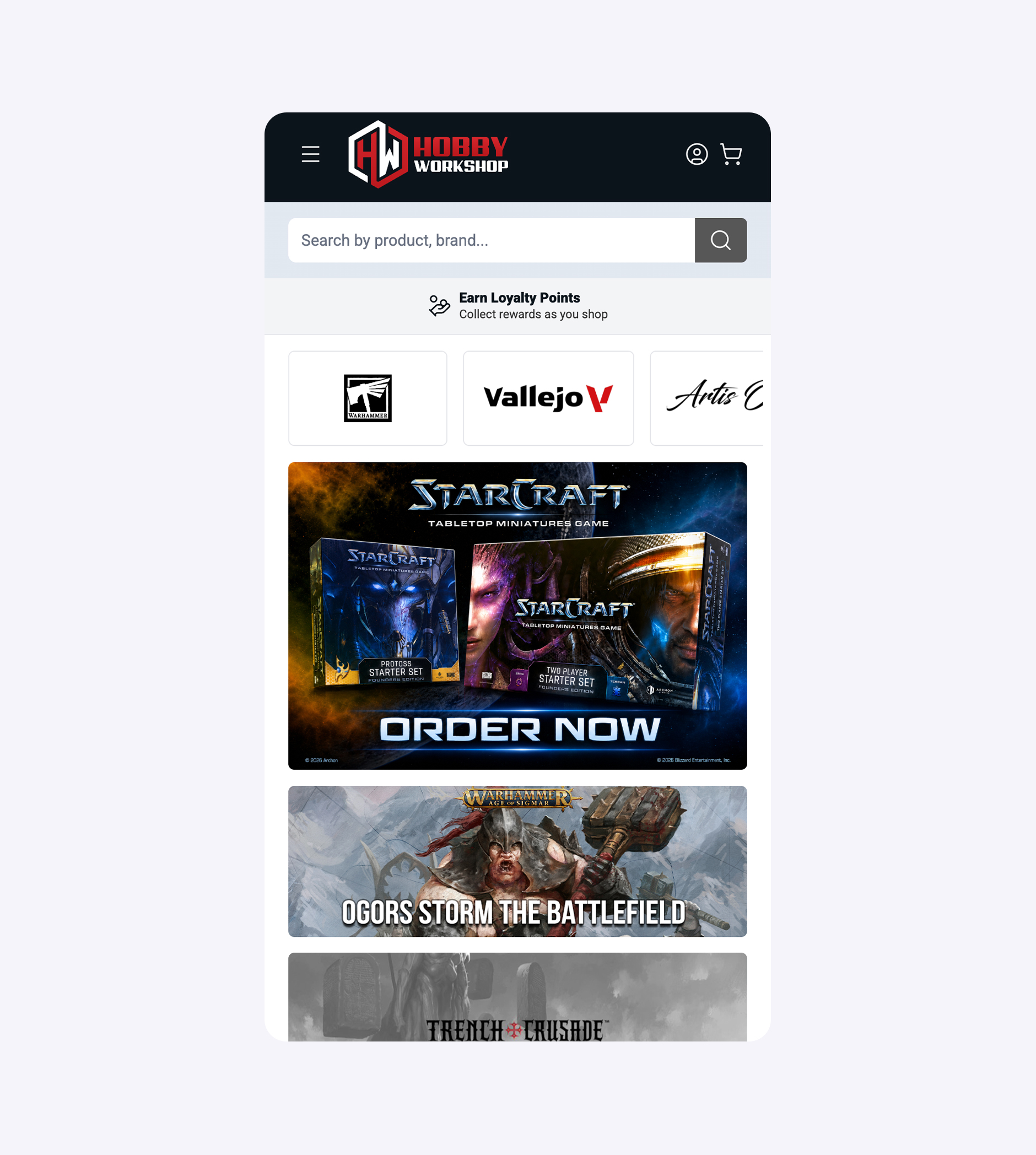Hobby Workshop Magento website on mobile