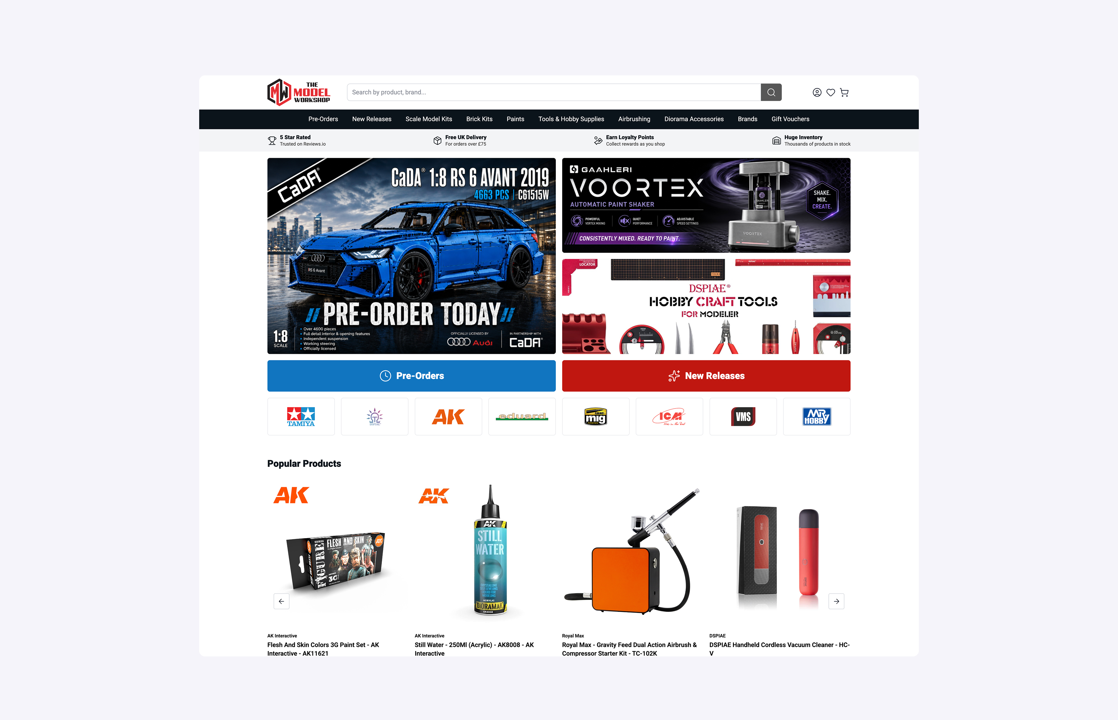 The Model Workshop Magento ecommerce storefront