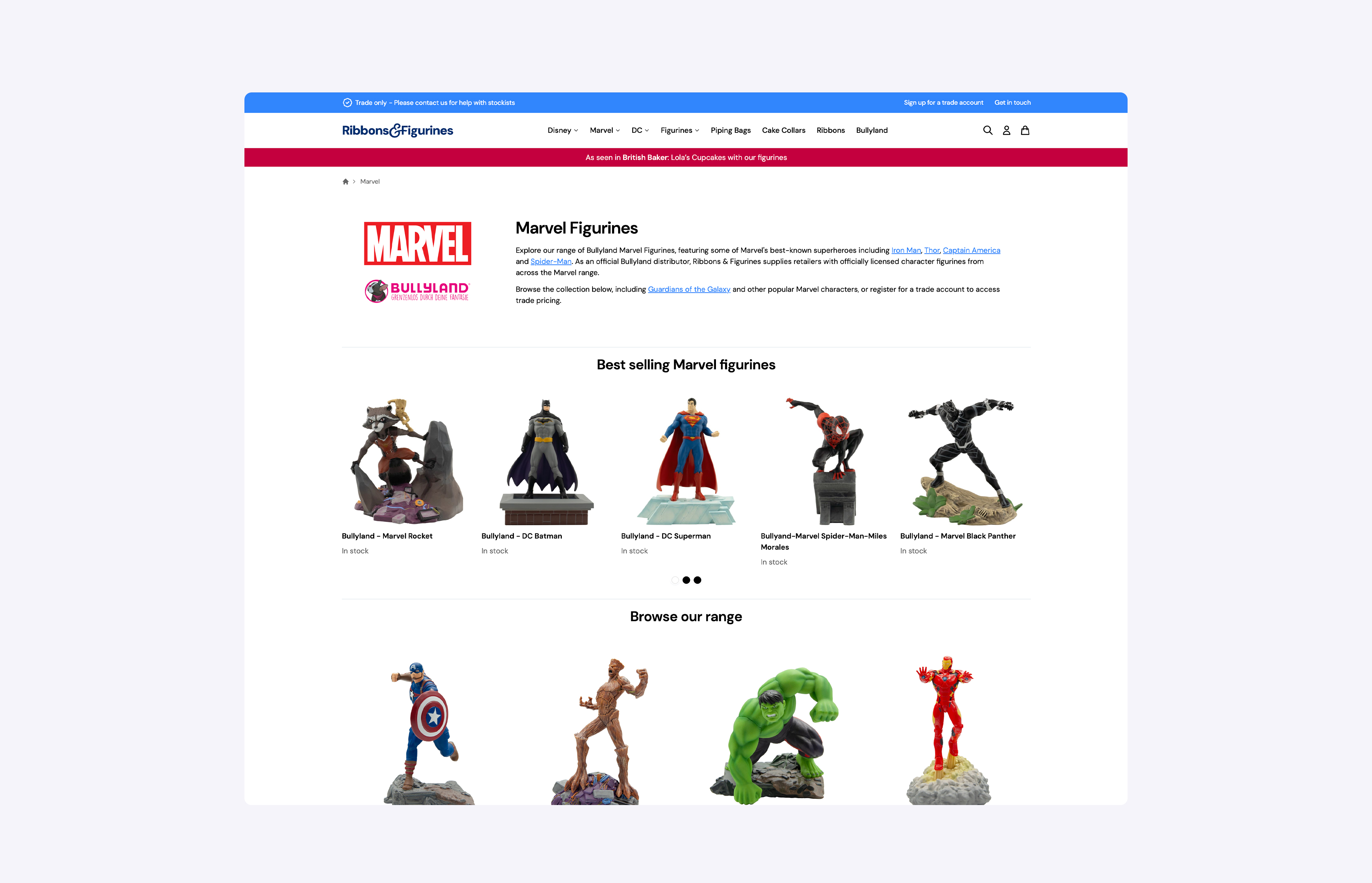 Ribbons & Figurines Magento product category page