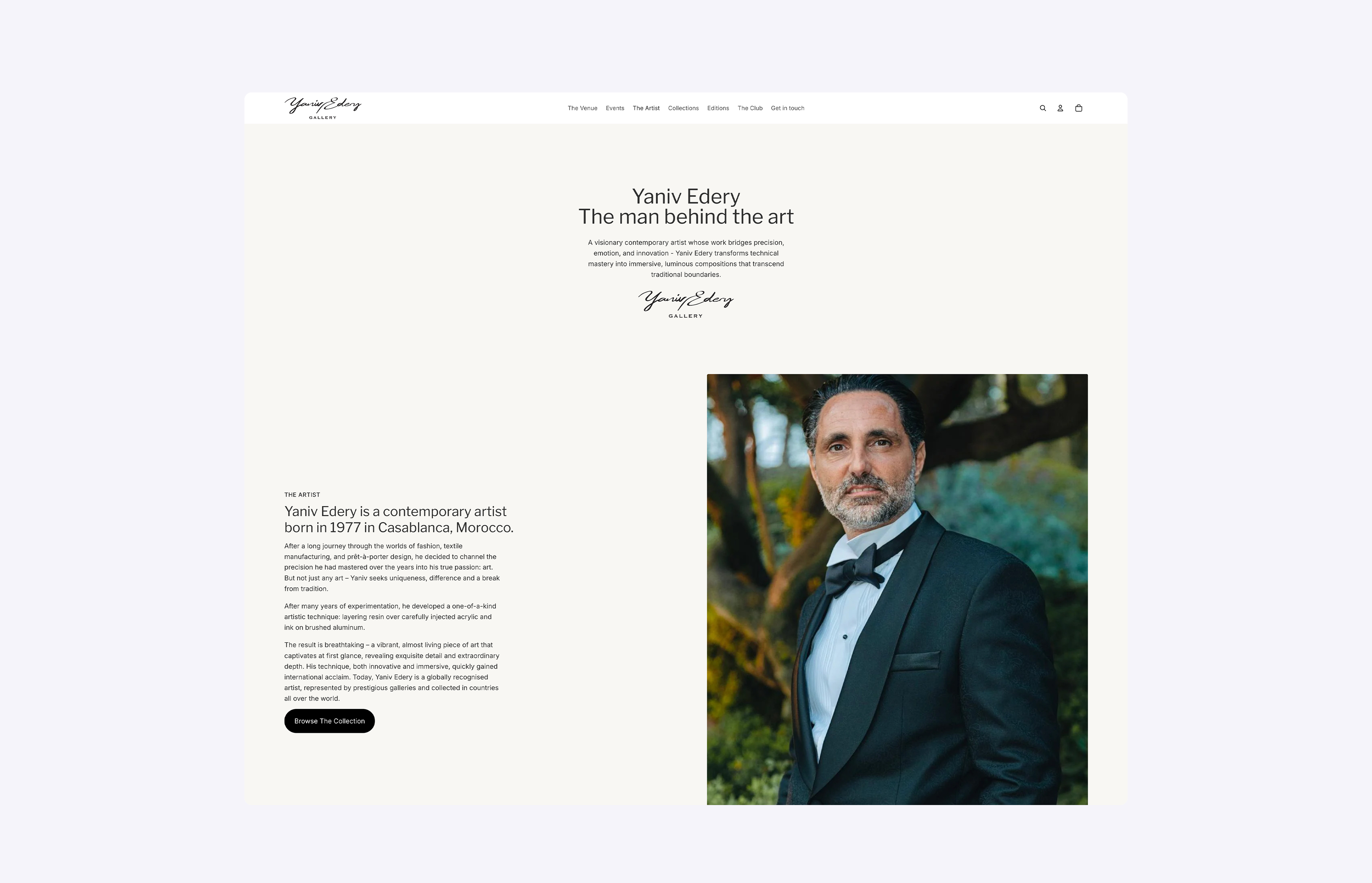 Artwork displayed on the Yaniv Edery Gallery Shopify website