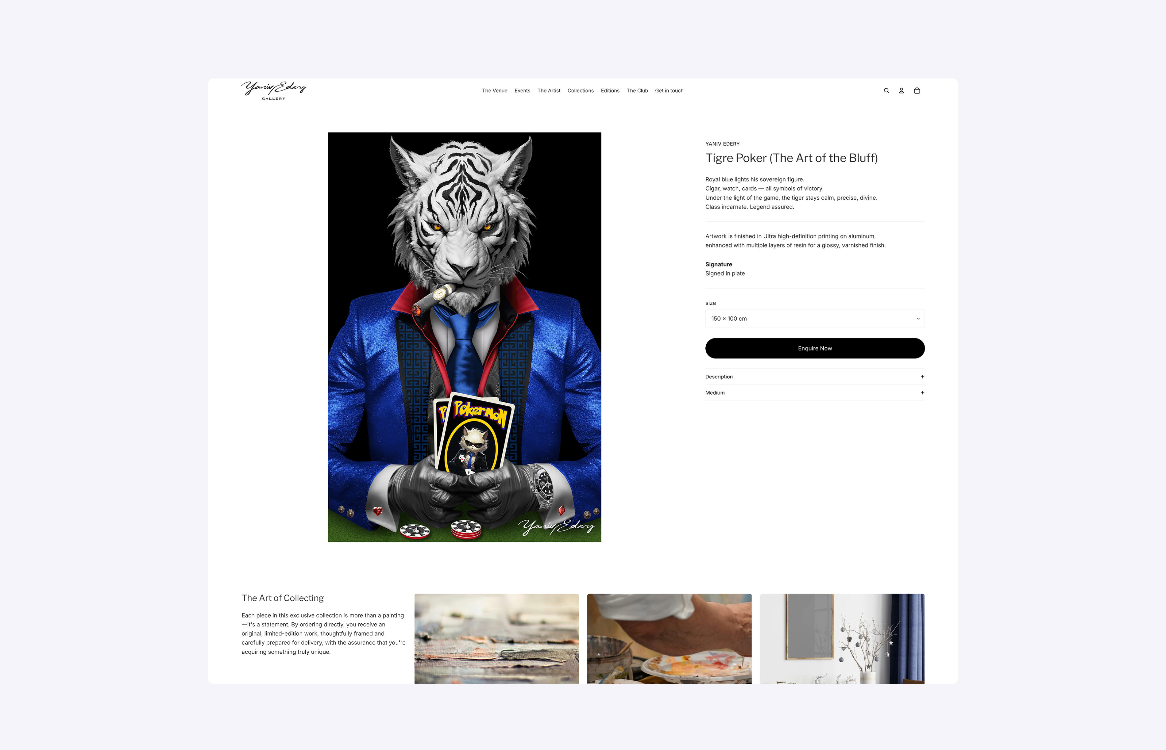 Artwork displayed on the Yaniv Edery Gallery Shopify website