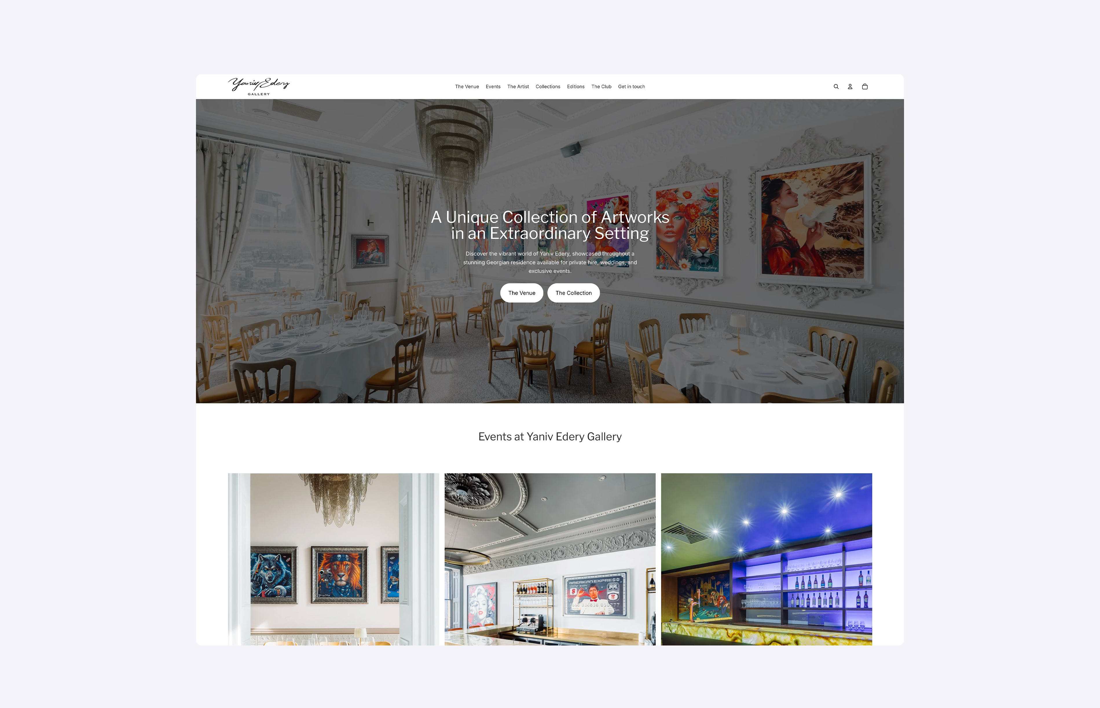 Yaniv Edery Gallery Shopify homepage